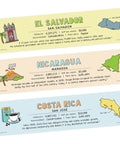 Must Have 21 Spanish Language Geography Countries Placard Label Set For Classroom Learning Great For Pre K Through 12 Students And Teachers 12 By 3 Inches Made In USA showing El Salvador, Nicaragua, Costa Rica labels