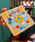 Hand holding colorful mosaic tile art piece using white mosaic crystal grout 200G no water needed direct caulking for mosaics.