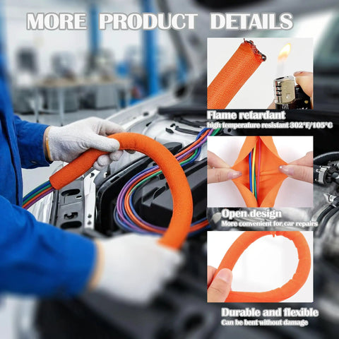 Braided Split Wire Loom Sleeve For Cars And Trucks Heat Resistant To 300F Flame Retardant Self Wrapping Cable Protector