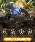 Cordless Garden Tiller Cultivator Tool Only With 250 RPM Brushless Motor 48 Steel Tines in soil prepping action