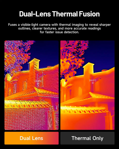 Dual Lens Thermal Camera For Iphone Ipad And Android With 512 By 384 Thermal Resolution And 256 By 192 IR Resolution USB C Compatible