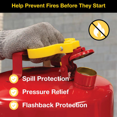 Built Tough 5 Gallon Red Type I Safety Gas Can Featuring Spill Proof Self Closing Cap And Quick Fill Funnel For Rock Solid Gasoline Storage And Hassle Free Transfers