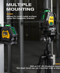 Pro Grade 360 Degree Laser Level With Tripod Plumb Dots And Cross Line Self Leveling IP54 Rechargeable in use on metal surface.
