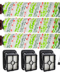 CrossWave Replacement Brush Roll Set And Filter Pack For Multi Surface Vacuum Cleaners 3 Pack Green Brush Rolls And 3 Pack 1866 Vacuum Filters Compatible With 2306A 1785 Series And Most CrossWave Models Ready To Roll
