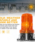 Built Tough 30 Led Amber Strobe Light 30w Roof Beacon For Forklift Mower Atv Truck 4 Pack, amber strobe light shown in rain with drops.