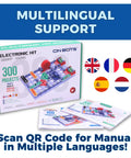 STEM Electronics Kit for Kids 8 Plus 300 Hands On Projects to Learn Circuits and Engineering Build Radios, Sensors, Fans, and More, 60 Parts, Full Color Manual box with multilingual support