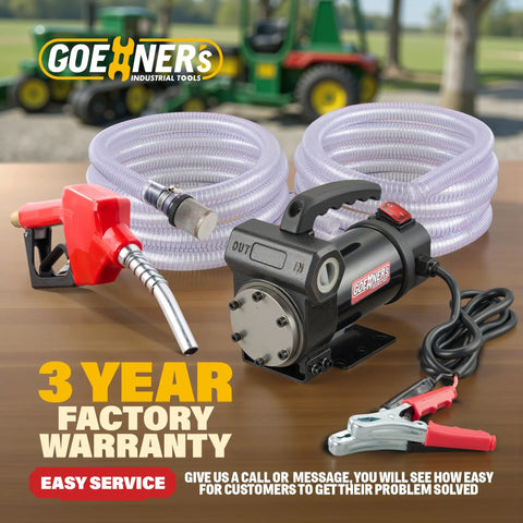 12V 15GPM Self Priming Fuel Transfer Pump Kit With Auto Off Nozzle And Hose Set For Diesel Kerosene Machine Oil Quick Transfer