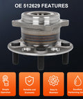 Front view of Rear Left And Right Wheel Bearing And Hub Assembly For Honda Pilot And Acura MDX OE 512629 with 5 lug design