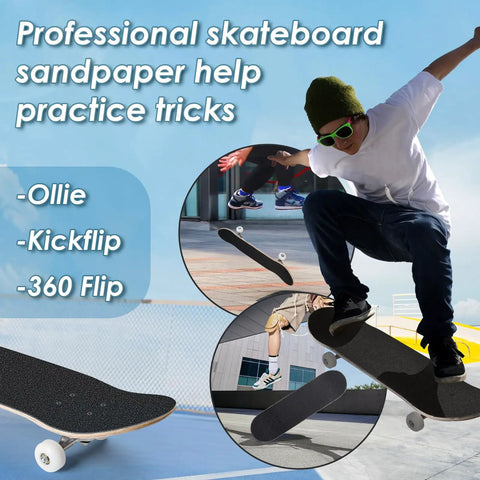 Grippy Grip Tape For Skateboards And Scooters 33 Inch By 9 Inch Black No Air Bubbles Durable Sandpaper For Ollie Kickflip And 360 Flip Training