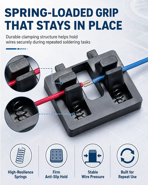 Secure Heavy Duty Spring Loaded Soldering Jig Grips Stripped Wires Snug For Rapid Circuit Board Wiring And Straightforward Diy Electronics Repair Without The Hassle, showing durable clamping structure.