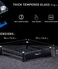 Vertuo Capsule Drawer Organizer For 45 Pods Glass Tray dimensions and features illustration with glass top and chrome base