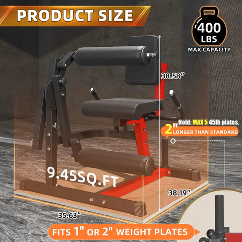 Heavy Duty Leg Extension And Curl Machine For Home Gym with product dimensions and plate weight capacity details