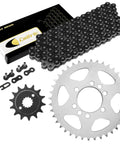 Black Drive Chain And Sprockets Kit For Kawasaki KFX400 KSF400A 2003 2004 2005 2006 Includes 14 Tooth Front Sprocket 40 Tooth Rear Sprocket Steel Chain With Master Link And Rivet Link 6000 Pound Tensile Strength Built Tough.