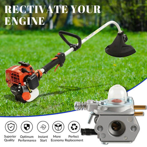 Echo Trimmer Carburetor With Tune Up Air Filter Kit Replacement For SRM 2100 2110 shown with trimmer and components