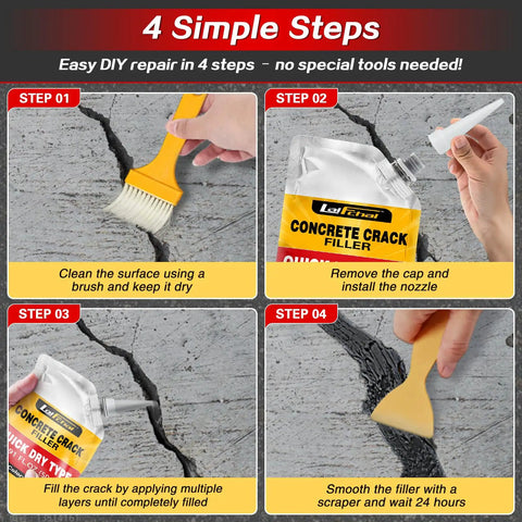 Steps for using Kick Cracks To The Curb With Hardened Asphalt Crack Sealant Self Leveling Concrete Filler Waterproof Driveway Patch Repair Patio Walkway Joint Sealer Five Pound Pack.