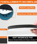 Diamond Shape 5 Inch Sanding Discs Kit With 80 Pack 8 Hole Hook And Loop Sandpaper Set Pro Grade Interface Pad close-up