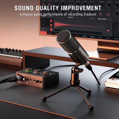 Podcast Equipment Bundle For Home Studio Music Recording Kit With Studio Dynamic Microphone And USB Audio Mixer XLR Input