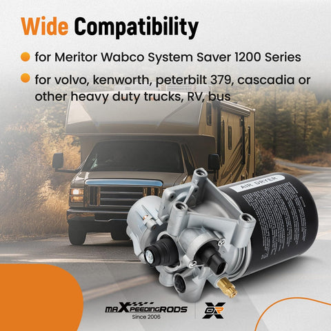 Air Dryer For Meritor System Saver 1200 Series Replacement For R955205 4324130010 12V Interior Cab Fresh Air Filter shown