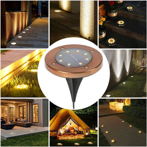 Solar Ground Lights Outdoor Waterproof Disk In Ground Lights 8 Pack for Garden Pathway Yard with All Night Brightness