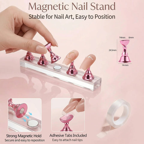 Beginner Home DIY Press On Nail Kit With 15 Nail Art Brushes 5 Dotting Pens Nail Stand Double Sided Tape And All In One Nail Tech Tools