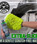 Honeydew Snow Foam Car Wash Soap For Foam Cannons And Guns Thick Clinging Suds That Lift Dirt For A Scratch Free Shine 64 Oz Ready To Roll With Foam Cannon Or Garden Hose Gun bottle and wash mitt on car door