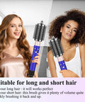 Two women holding Large Round Volumizing Hair Brush Attachment for Dyson Airwrap Styling HS01 HS05 HS08 in a bathroom setting