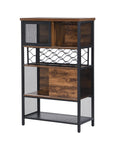 Built Different Industrial Bar Cabinet Featuring Dedicated Wine Rack For Stashing Liquor And Glassware Perfect For Kitchen Sideboards Or Entryway Organizers That Bring Serious Style, showing a multi-purpose cabinet with wood and metal.