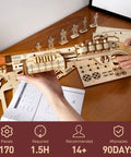 3D Wooden Puzzle Rubber Band Gun Kit For Adults And Teens Buildable Toy Shotgun Model, laser-cut wood, 170 pieces, assembled view