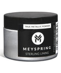 Front view of MEYSPRING Sterling Lining true metallic powder jar, silver pigment for epoxy resin and makeup