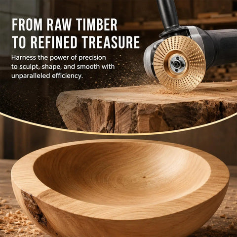 Badass Tungsten Carbide Angle Grinder Wood Carving And Sanding Disc Set Quick Slice Blade Kit for shaping wood and carving bowls.