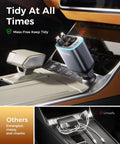 Car USB C Fast Charger With Retractable Cables 4 In 1 Cigarette Lighter Adapter installed in car console.