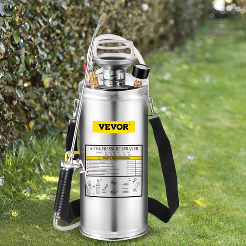 2-Gallon Stainless Steel Hand Pump Sprayer With 20-Inch Wand And 3-Foot Reinforced Hose on grass for lawn care