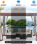 10x10 Outdoor Canopy Tent With UV Resistant Waterproof Top 2 Tier Vent Sturdy Patio Shelter With Removable Netting three season use