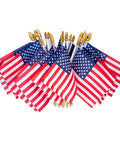 Small American Flags On Sticks For Outdoor Decor 4x6 Inch Mini USA Flags On Wooden Sticks for Yard and Lawn, gold spear tops