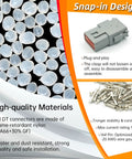 DT Series Connector Kit 215 Pieces Set With 12 Pin Deutsch DT Connectors 2 3 4 6 8 12 Pins 14 To 20 AWG Stamped Contacts IP67 Sealed