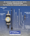 Coaxial Indicator Set Two Dimensional Precision With 0.250 Inch Range And 0.0002 Inch Readability Includes Internal External And Center Point Feelers And Case For Pro Grade Machining Alignment displayed with components