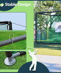 Backyard Golf Hitting Net Cage With Mat And Target, Heavy Duty Iron Frame Practice Net For Indoor Outdoor Use, setup details