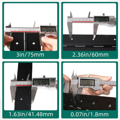 Measuring dimensions of Heavy Duty 48 Inch Piano Hinge 3 Inch Wide 0.060 Thick 304 Stainless Steel for heavy doors.