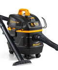 Heavy Duty 5 Gallon Wet And Dry Shop Vac With Beast Series Motor featuring hose and tool attachment.