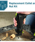 Pro Grade Replacement Collet And Nut Kit For Spiral Saws And Drywall Cut Out Tools With CN1 Fit, DEWALT Compatible