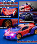 Spider Themed Remote Control Car With Dope Multicolor Flashing Lights Drift RC Toy For Kids Ages 3 Through 12 with spider design