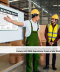 Workers viewing Must Have Scaffold Safety Poster For Job Sites OSHA 1926 Subpart L Fall Protection Base And Support Requirements