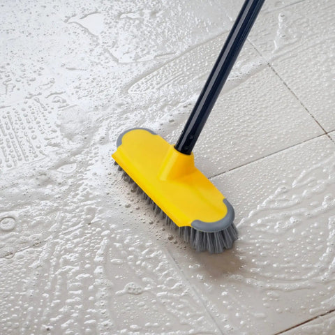 Long Handle Deck Brush With 50 Inch Reach For Shower And Outdoor Cleaning, Scrubber Broom For Patio Boat Garage Carpet And Concrete