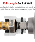 Cross-section view of Three Quarters Inch Drive Two And A Half Inch Shallow Six Point Impact Socket Built Beefy And Pro Grade with bolt