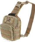 Streetwise EDC Tactical Sling Bag With Discreet Concealed Carry Pocket And PALS Modular Straps Crafted From Heavy Duty Khaki Nylon side view.