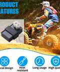 Six Pin DC CDI Box For GY6 4 Stroke Scooters And ATVs Ride Ready Replacement, shown with ATV background and features icons