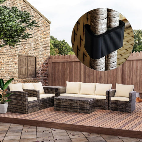 Modular Sofa Connector Clip locking sectional seats, visible on outdoor rattan furniture, ensures stability with no wobble.