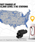 Image showcasing the US map with 12,000 DC charging stations, featuring Nacs To Ccs1 Electric Vehicle Charging Adapter.