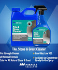 Tile And Stone Cleaner Concentrate For Natural Stone, Tile And Grout, PH Neutral, Nontoxic, gallon and spray bottles