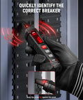 Circuit Breaker Finder With LCD Display And GFCI Outlet Tester For 90 To 130V AC Systems, Quick Wire Locator, NCV Non Contact Voltage Test, Built In Flashlight, Includes Carrying Case And Alligator Clips used on breaker panel